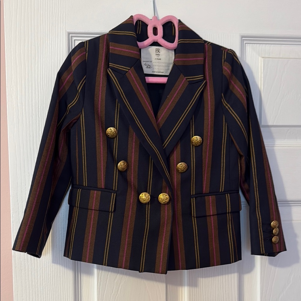 Banana Republic Navy Striped Blazer with Gold Accents